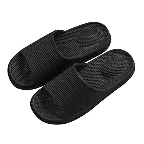 Decai Mujeres Zapatos de Piscina Chanclas de Playa para Hombre Zapatillas de Estar por Casa de Mujer Verano Baño Antideslizante EVA Masajes Playa Chanclas Sandalias Negro 42/43 EU