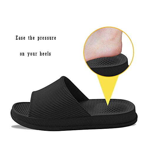 Decai Mujeres Zapatos de Piscina Chanclas de Playa para Hombre Zapatillas de Estar por Casa de Mujer Verano Baño Antideslizante EVA Masajes Playa Chanclas Sandalias Negro 42/43 EU