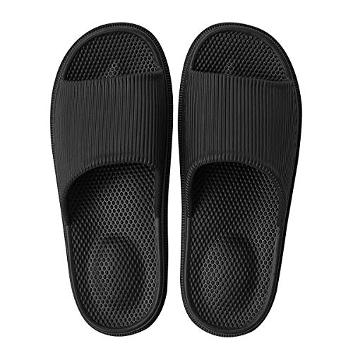 Decai Mujeres Zapatos de Piscina Chanclas de Playa para Hombre Zapatillas de Estar por Casa de Mujer Verano Baño Antideslizante EVA Masajes Playa Chanclas Sandalias Negro 42/43 EU