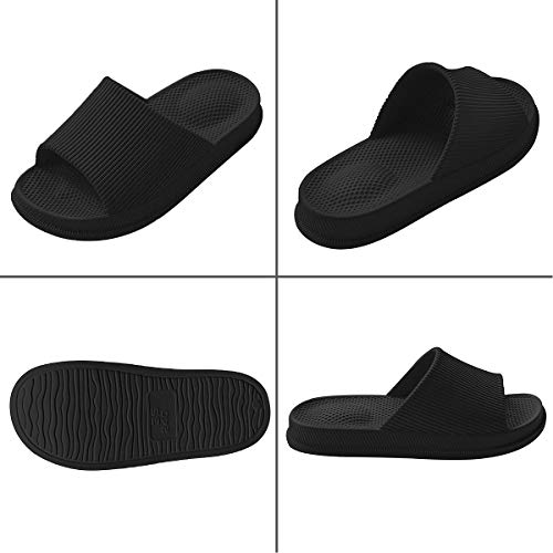 Decai Mujeres Zapatos de Piscina Chanclas de Playa para Hombre Zapatillas de Estar por Casa de Mujer Verano Baño Antideslizante EVA Masajes Playa Chanclas Sandalias Negro 42/43 EU