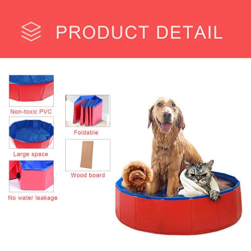 Decdeal Piscina Plegable para Perros Gatos Bañera Baño Portátil para Mascotas Pequeños Medianos y Grandes para Limpiar Jugar al Aire Libre