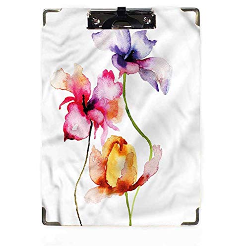 Decoración floral tamaño carta portapapeles perfil bajo clip Hardboard tonos vibrantes flores verano tamaño estándar para escuela, oficina, trabajo, hogar, hospital