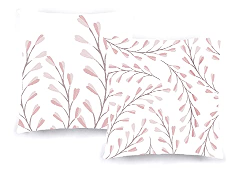 Decoratea Fundas Cojines 50x50 - Fundas de Cojín Decorativo (Juego de 2) para Sofá, Cama, Silla, Salón, Jardín, Exterior. Algodón Suave y con Estampado de Flores Japonesas (Flores Rosas)