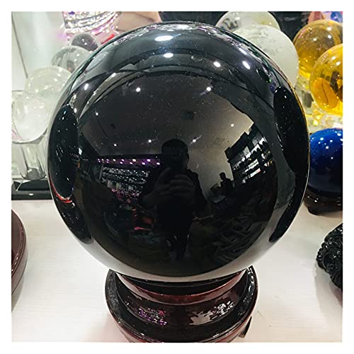 Delawen 4 cm-20cm + Soporte Natural Negro obsidiana Esfera de obsidiana Bola de Cristal Grande Piedra curación + Pedestal Cura Piedra Sala de espíritu Malvado Dinero Dinero Dibujo Riqueza Fortuna