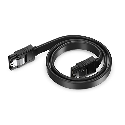 deleyCON 3x 50cm Cable SATA III en un Conjunto Cable de Datos S-ATA 3 HDD SSD Cable de Conexión Pinza de Metal 6 GBit/s - 2 Conectores Rectos Tipo L - Negro