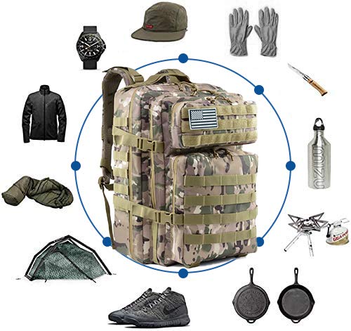 Delgeo Mochila Táctica Militar, 45L Gran Capacidad Mochila Crossfit, Plegable Impermeable Mochila Supervivencia, Montañismo, Senderismo, Trekking, Acampada, Aventura o Viajes, Camuflaje