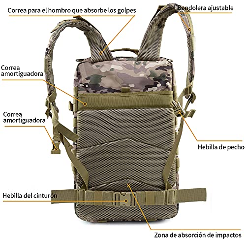 Delgeo Mochila Táctica Militar, 45L Gran Capacidad Mochila Crossfit, Plegable Impermeable Mochila Supervivencia, Montañismo, Senderismo, Trekking, Acampada, Aventura o Viajes, Camuflaje