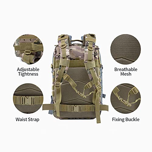 Delgeo Mochila Táctica Militar, 45L Gran Capacidad Mochila Crossfit, Plegable Impermeable Mochila Supervivencia, Montañismo, Senderismo, Trekking, Acampada, Aventura o Viajes, Camuflaje