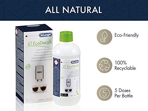 De'longhi Ecodecalk - Líquido descalcificador universal, cafeteras superautomáticas, 500 ml, ecológico y eficiente, compatible cafeteras modelos ECAM / ETAM