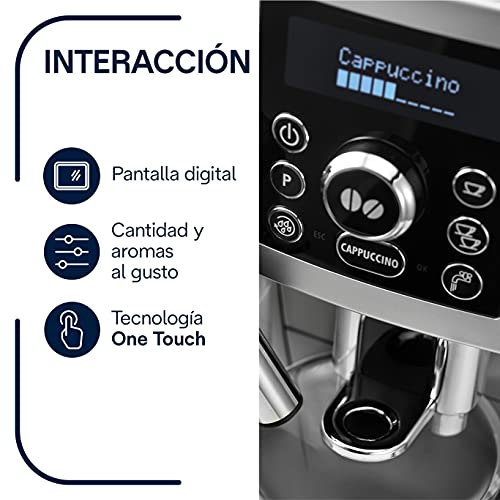 De'Longhi Perfetto ECAM 23.460.SB - Cafetera Supe automática (15 bares de presión, sistema cappuccino automático, depósito de agua extraíble 1.8 L, panel LCD, limpieza automática) Plata/Negro