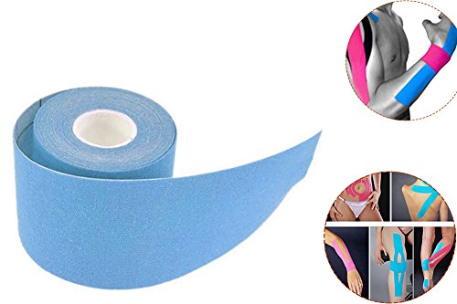 Demarkt Azul 5M * 5cm Kinesiología Cinta elástica Cuerda Deportes Physio la tensión del músculo Lesiones Apoyo 1 Rollo