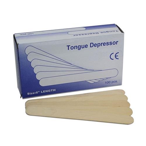 Depresor lingual de madera, 15,24 cm, paquete de 100