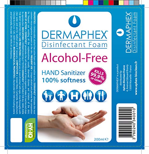 Dermaphex - Espuma desinfectante para manos sin alcohol, 200 ml