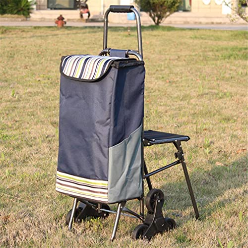 DERUKK-TY Carritos de Compras , 6 Ruedas Subir escaleras Silla Plegable Carrito de Compras Carrito para Personas Mayores