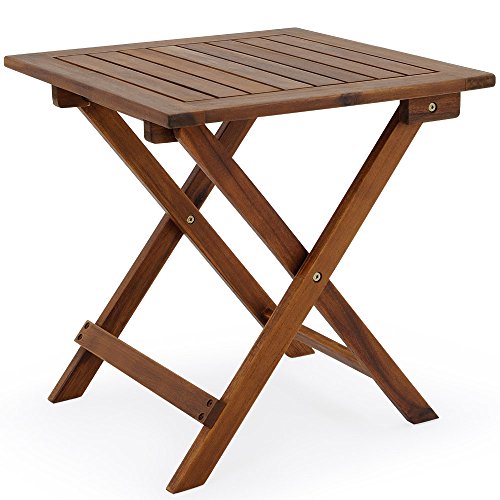 Deuba Mesa Auxiliar de jardín 46x46cm Mesita Plegable de Madera de Acacia para exteriro balcón terraza