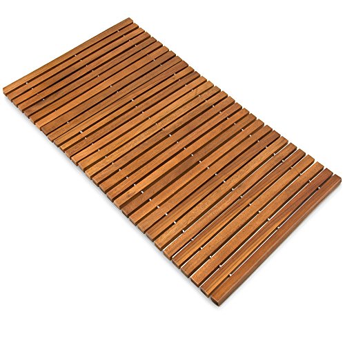 Deuba Set de 2 alfombras de baño de Madera de Acacia Clásico' pre-aceitada 80x50cm pies de Caucho Antideslizantes Ducha