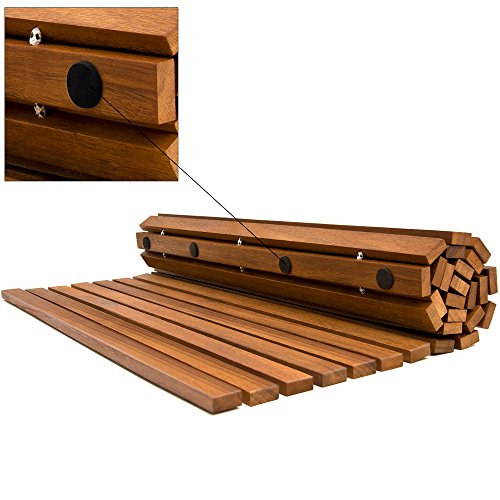 Deuba Set de 2 alfombras de baño de Madera de Acacia Clásico' pre-aceitada 80x50cm pies de Caucho Antideslizantes Ducha