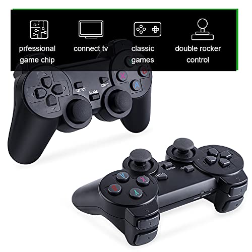 DEVELE Consolas de Videojuegos 4K 2 4G Inalámbrico Integrado en 10000 Juegos 64GB Retro Clásico Gamepads TV Controlador Familiar con Doble Controlador Inalámbrico para PS1/GBA/MD