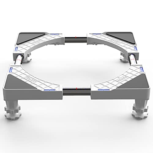 DEWEL Base Frigorifico,Plataforma Lavadora Ajustable 44.9 a 69cm Acero Inoxidable Soporta 150 kg