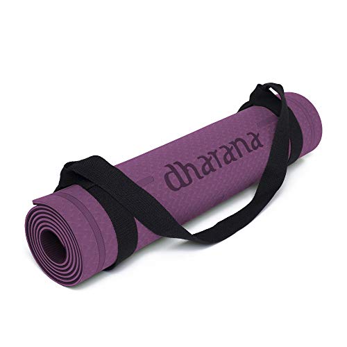 Dharana Esterilla Yoga Mat Antideslizante Profesional- Colchoneta Gruesa para Deportes - Gimnasia Pilates Fitness - Ecológica -183cm Largo - 61cm Ancho - 0.6cm Grosor