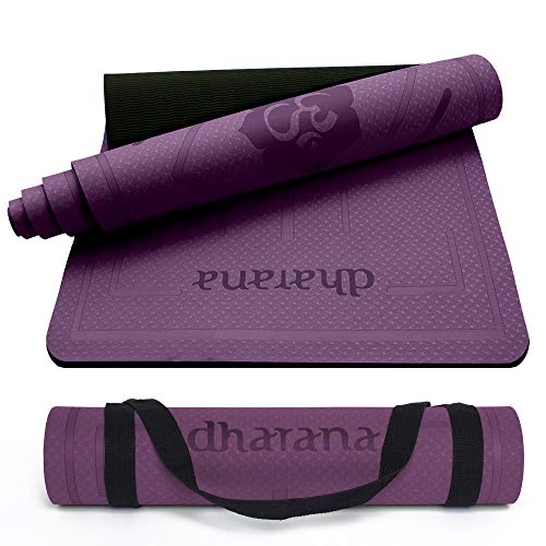 Dharana Esterilla Yoga Mat Antideslizante Profesional- Colchoneta Gruesa para Deportes - Gimnasia Pilates Fitness - Ecológica -183cm Largo - 61cm Ancho - 0.6cm Grosor