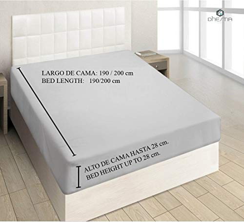 Dhestia Sábanas Bajeras Esquinas Elásticas Ajustables, 100% Poliéster Microfibra, (Blanco, 105 X 190/200 Cm)