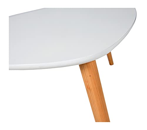 DHOME Mesa de Café, Mesa de Centro Estilo NORDICO mesita Auxiliar con Patas de Madera Maciza de Pino Amplia, mesilla para salón Minimalista escandinavo (Triangular, Blanco)