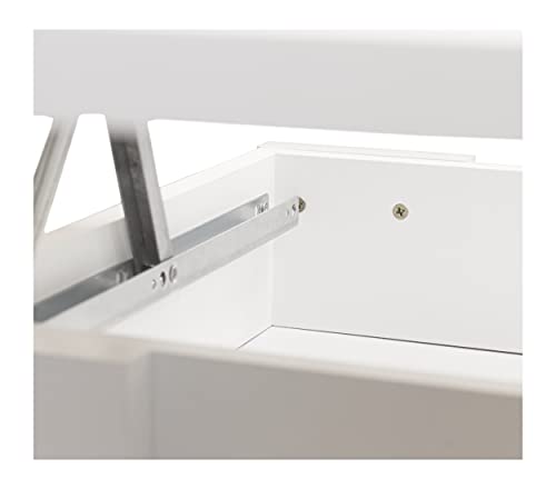 DHOME Mesa mesilla Centro elevable Auxiliar, mesita Madera salón Comedor Blanco Roble Cambrian (Mod. 4 Patas, Blanco/Cambrian)