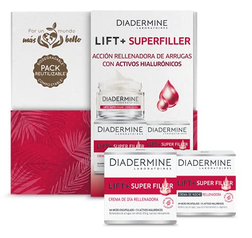 Diadermine - Cofre Compostable Y Biodegradable Super Rellenador - Crema De Día Super Rellenador 50ml + Crema De Noche Super Rellenador 50ml - Pieles Maduras - Con Micro Cápuslas De Ácido Hialurónico