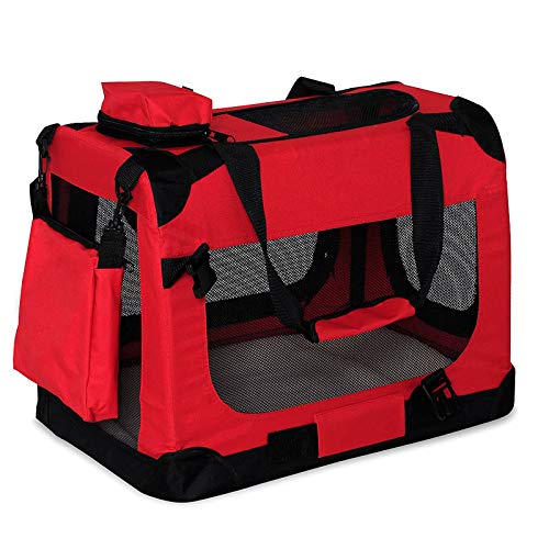 dibea Transportín para Perros Bolsa transportín para Perros Transportín Plegable Autobox Bolsa para Animales pequeños (50x34x36 cm (S), Rojo)