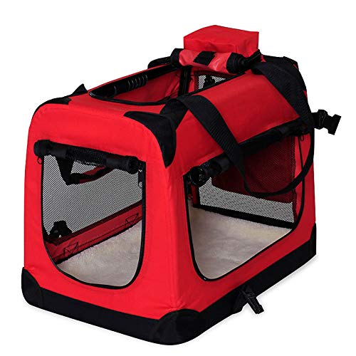 dibea Transportín para Perros Bolsa transportín para Perros Transportín Plegable Autobox Bolsa para Animales pequeños (50x34x36 cm (S), Rojo)