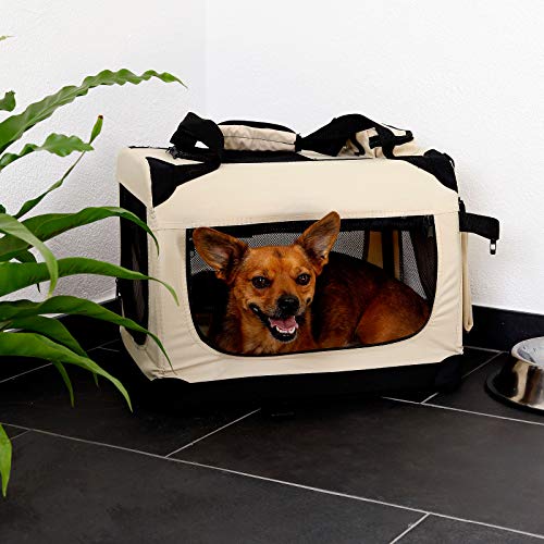 dibea Transportín para Perros Bolsa transportín para Perros Transportín Plegable Autobox Bolsa para Animales pequeños (60x42x44 cm (M), Beige)