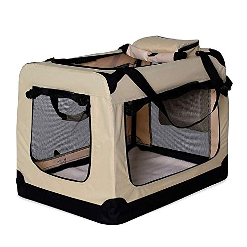 dibea Transportín para Perros Bolsa transportín para Perros Transportín Plegable Autobox Bolsa para Animales pequeños (60x42x44 cm (M), Beige)