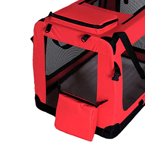 dibea Transportín para Perros Bolsa transportín para Perros Transportín Plegable Autobox Bolsa para Animales pequeños (70x52x50 cm (L), Rojo)