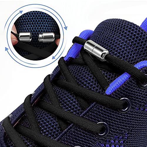 Diealles Shine Cordones Elásticos Sin Nudo, 6 Pares 105CM Cordones Elásticos Sin Nudo con Hebilla Metal, Ajustables Cordones de Zapatos Sin Nudos para Zapatillas Deportivas (Blancos,Negros,Amarillo)