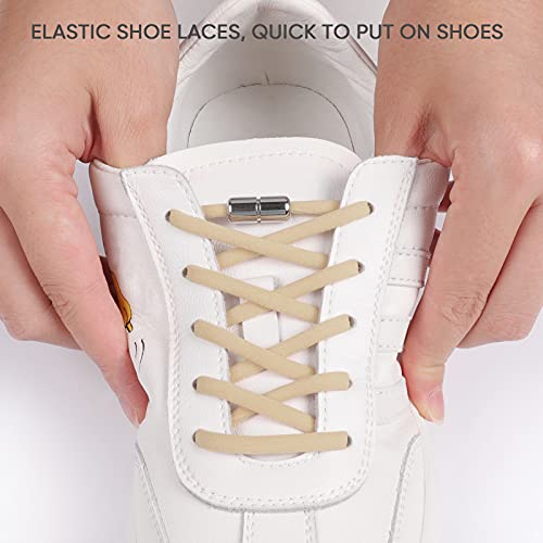 Diealles Shine Cordones Elásticos Sin Nudo, 6 Pares 105CM Cordones Elásticos Sin Nudo con Hebilla Metal, Ajustables Cordones de Zapatos Sin Nudos para Zapatillas Deportivas