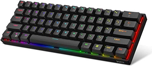 Dierya DK61E Teclado mecánico para Juegos al 60%, Interruptor óptico Gateron con retroiluminación RGB, Teclado PBT con Cable Impermeable Compacto 61 Teclas Completas programable（Interruptor Rojo）