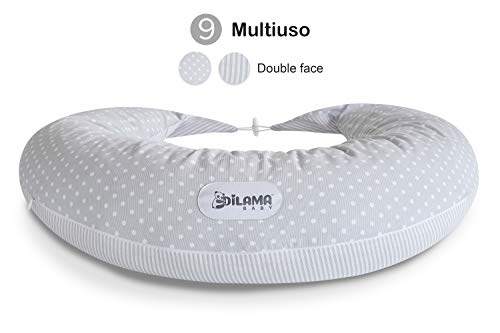 Dilamababy Almohada Embarazada para Dormir Cojin Lactancia en Copos de Memory y Waterfoam Almohada Embarazo Viscoelastica Multifuncional Tela 100% Algodón Certificado Oeko-Tex