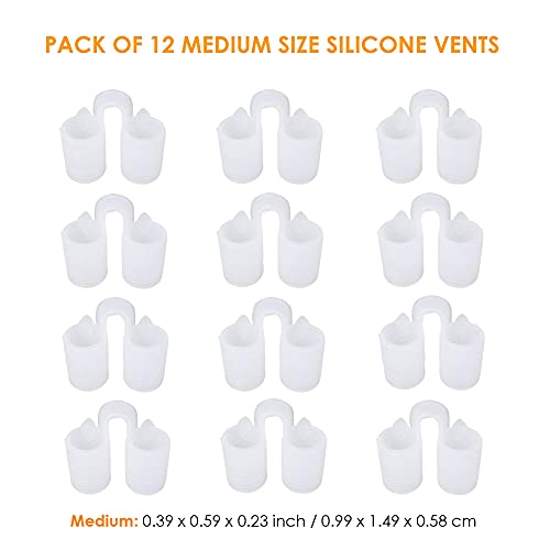 Dilatador nasal Nose Relief - (Paquete de 12 tamaños medianos) Ventilaciones suaves de silicona - Solución sencilla para los que respiran por la nariz - por Mobi Lock Beauty