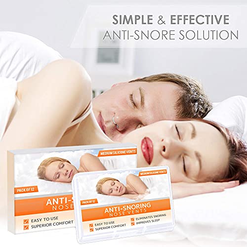 Dilatador nasal Nose Relief - (Paquete de 12 tamaños medianos) Ventilaciones suaves de silicona - Solución sencilla para los que respiran por la nariz - por Mobi Lock Beauty