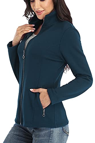 Dilgul Sudadera sin Capucha para Mujer de Otoño Sudadera con Bolsillo, Manga Larga Cremallera Casual Correr Fitness