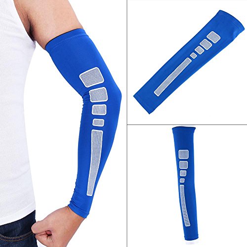 Dilwe 1Ud Manguito de Brazo Mangas Cubierta UV Brazalete de Protección Solar Elástico para Ciclismo Correr Baloncesto - AZUL L