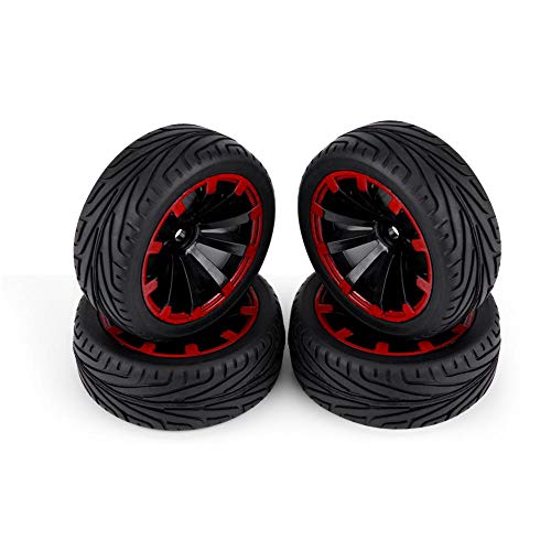 Dilwe Neumáticos de Goma para Coche RC de 4 Piezas, Neumáticos de Rueda para Coche RC de Vehículo Todoterreno 1:10 (10 Agujeros)