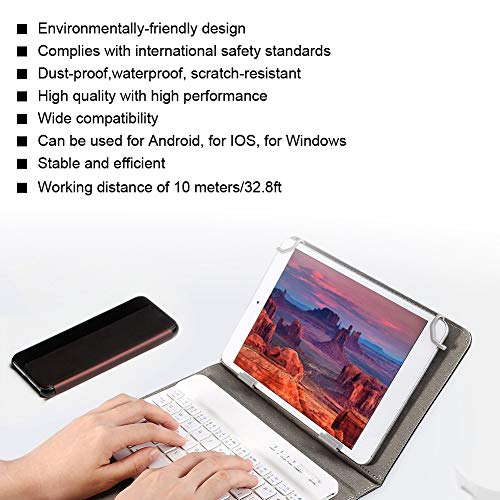 Dilwe1 Teclado Bluetooth para Tableta de 10 Pulgadas, Teclado inalámbrico con Funda de Cuero PU, Teclado Universal portátil 2 en 1 para Tableta/teléfono móvil con Pantalla Enorme