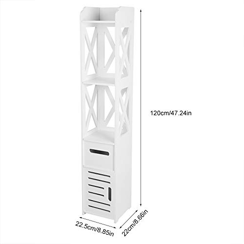 Dioche – Mueble de columna de cuarto de baño, armario alto con puerta para salón, cocina, cuarto de baño, color blanco, 120 x 22 x 22,5 cm