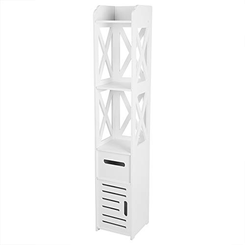 Dioche – Mueble de columna de cuarto de baño, armario alto con puerta para salón, cocina, cuarto de baño, color blanco, 120 x 22 x 22,5 cm