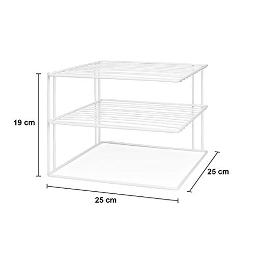 Direct Online Houseware Organizador de Platos de 3 Niveles, Acero, Blanco, 25cm (L) x 25cm (W) x 19cm (H)