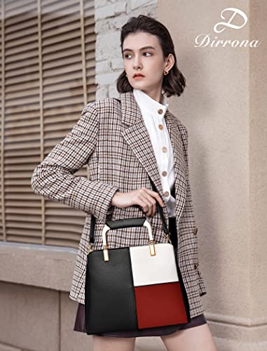 DIRRONA Bolsos de Mujer Moda Bolso de Hombro Casual Bolsa de Mensajero PU Cuero Bolsa de Hombro Bolso de Mano Mujer Coincidencia de Color Bolso Negro