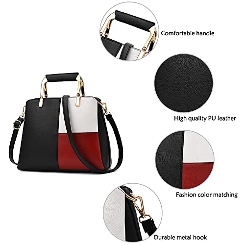 DIRRONA Bolsos de Mujer Moda Bolso de Hombro Casual Bolsa de Mensajero PU Cuero Bolsa de Hombro Bolso de Mano Mujer Coincidencia de Color Bolso Negro