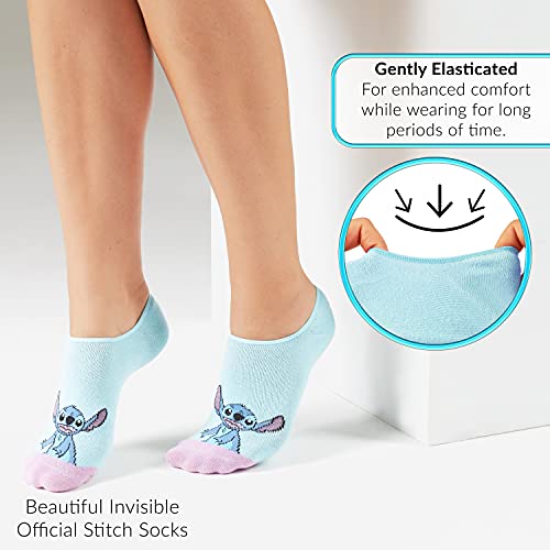 Disney Calcetines Tobilleros Mujer de Stitch, Pack de 5 Pares de Calcetines Invisibles Mujer, Regalos Originales Para Mujer